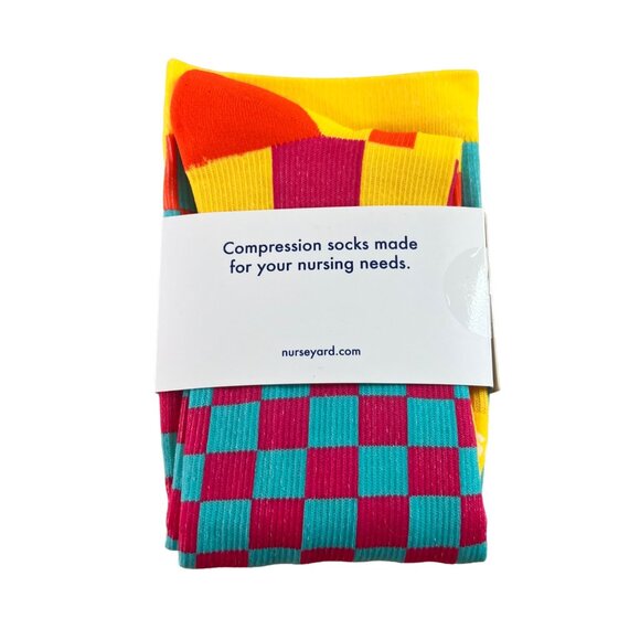 Compression Stocking Socks Checkered 20-30mmHg Womens Men Unisex - Picture 2 of 2